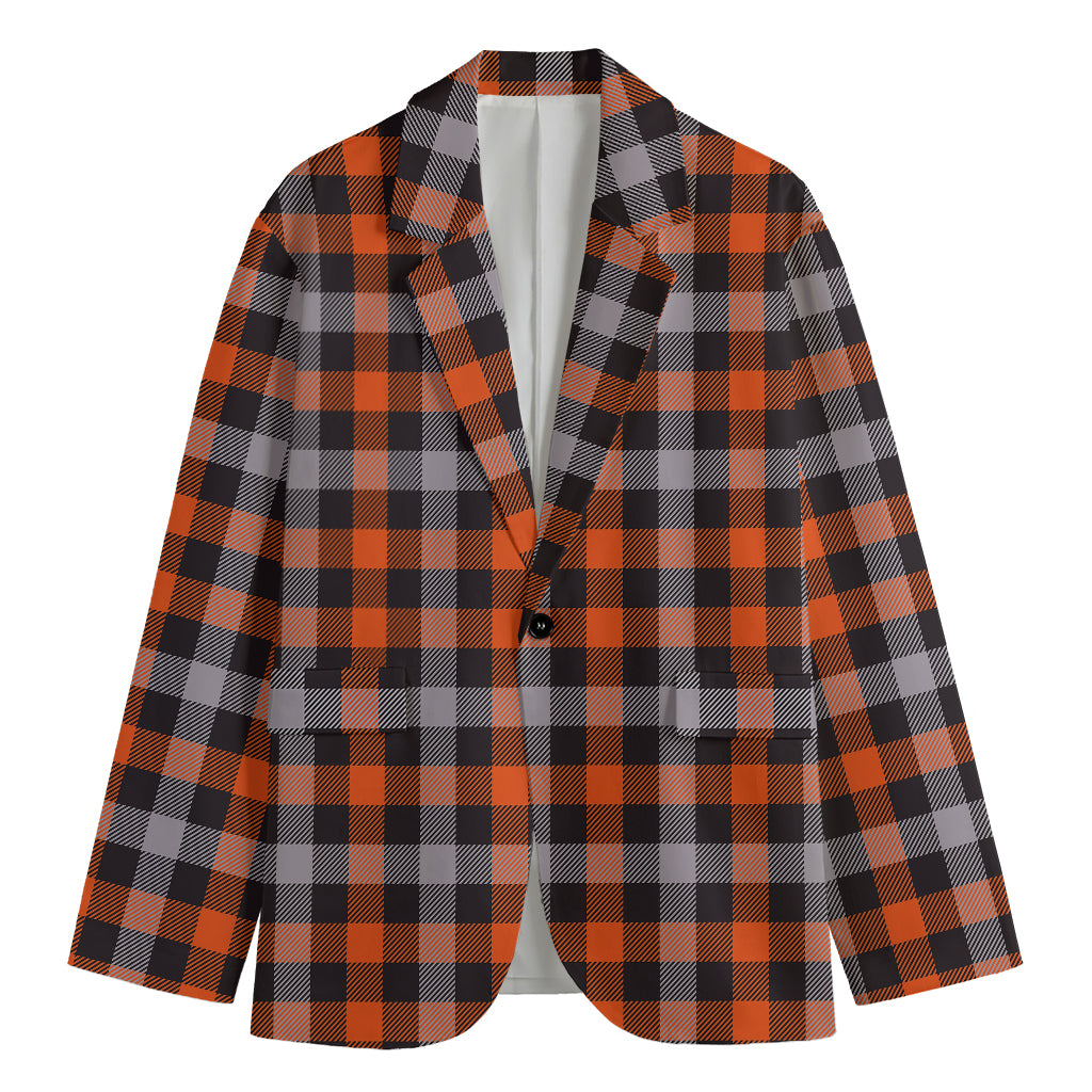 Halloween Buffalo Plaid Print Men's Cotton Blazer