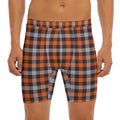 Halloween Buffalo Plaid Print Men's Long Boxer Briefs