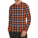 Halloween Buffalo Plaid Print Men's Long Sleeve Rash Guard