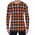 Halloween Buffalo Plaid Print Men's Long Sleeve T-Shirt