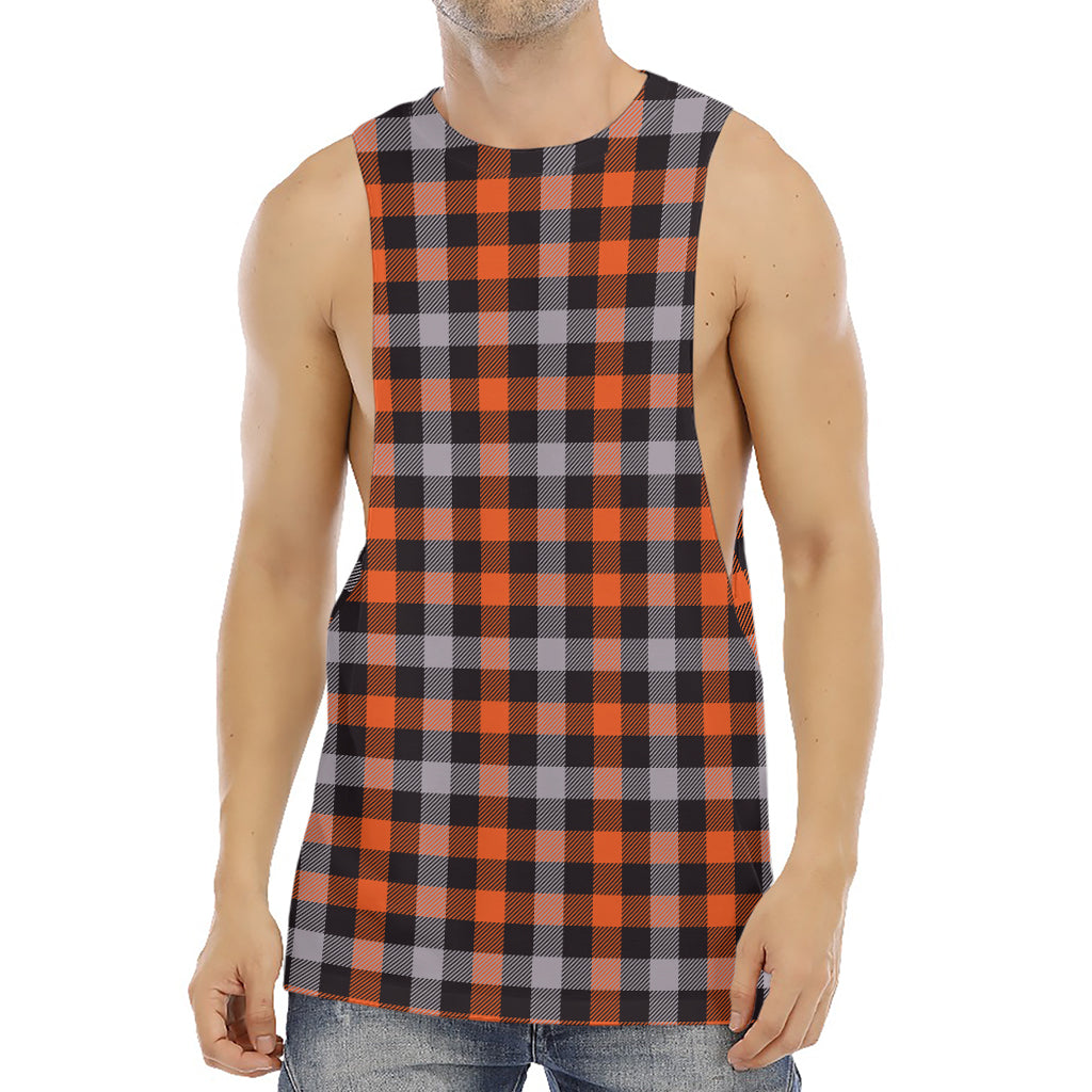 Halloween Buffalo Plaid Print Men's Muscle Tank Top