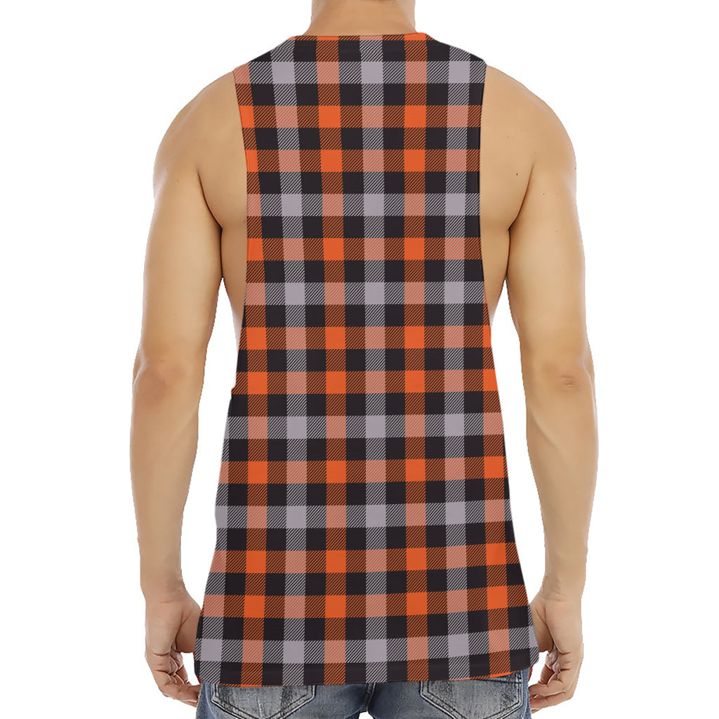 Halloween Buffalo Plaid Print Men's Muscle Tank Top