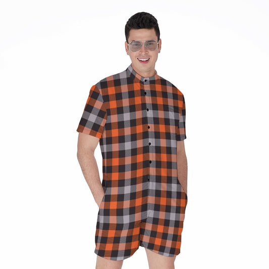 Halloween Buffalo Plaid Print Men's Rompers