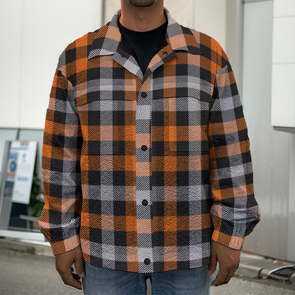 Halloween Buffalo Plaid Print Men's Shirt Jacket