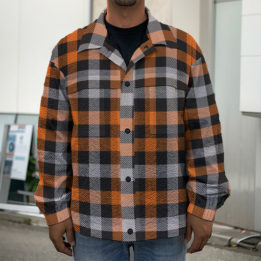 Halloween Buffalo Plaid Print Men's Shirt Jacket