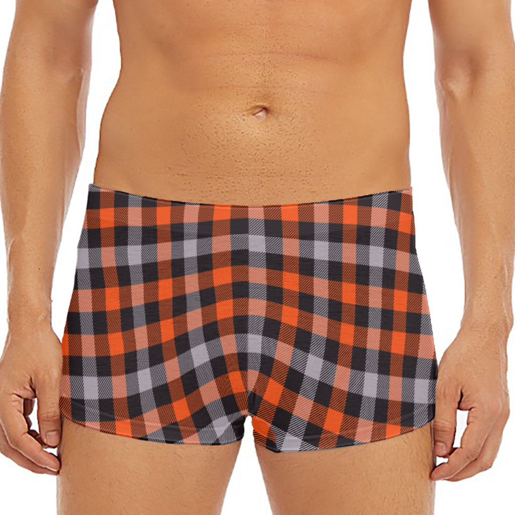 Halloween Buffalo Plaid Print Men's Short Boxer Briefs