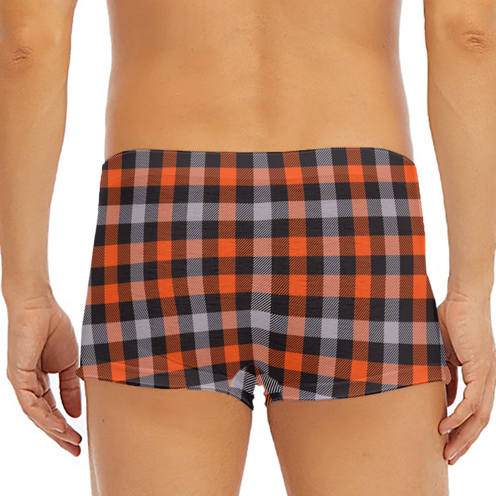 Halloween Buffalo Plaid Print Men's Short Boxer Briefs