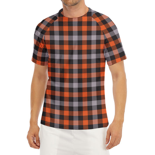 Halloween Buffalo Plaid Print Men's Short Sleeve Rash Guard