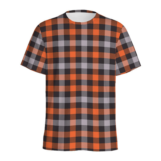 Halloween Buffalo Plaid Print Men's Sports T-Shirt