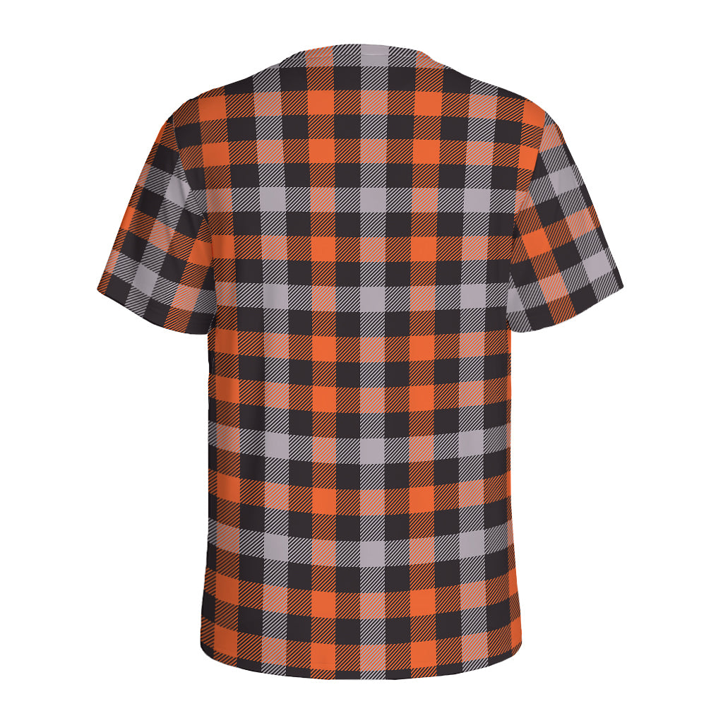 Halloween Buffalo Plaid Print Men's Sports T-Shirt