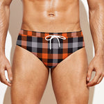 Halloween Buffalo Plaid Print Men's Swim Briefs
