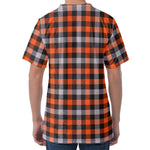 Halloween Buffalo Plaid Print Men's Velvet T-Shirt