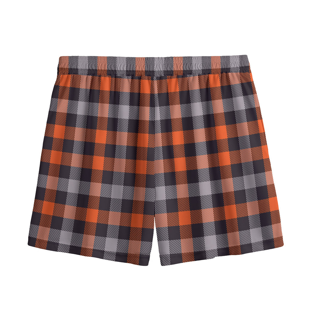 Halloween Buffalo Plaid Print Mesh Shorts