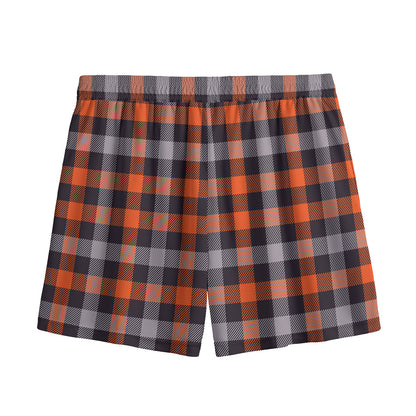 Halloween Buffalo Plaid Print Mesh Shorts