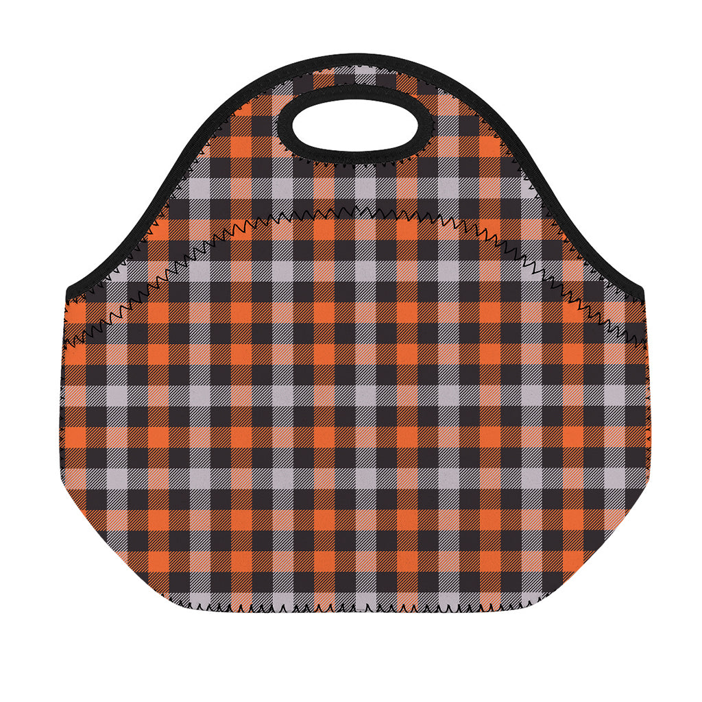 Halloween Buffalo Plaid Print Neoprene Lunch Bag