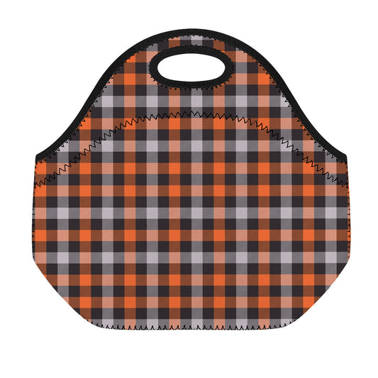 Halloween Buffalo Plaid Print Neoprene Lunch Bag