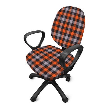 Halloween Buffalo Plaid Print Office Chair Cover