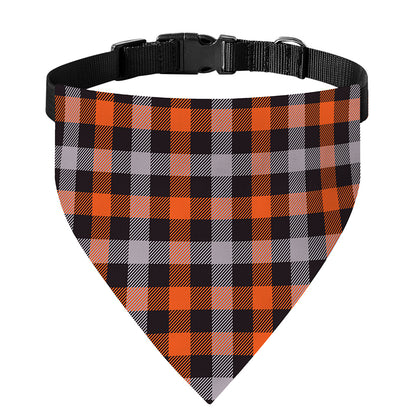 Halloween Buffalo Plaid Print Over The Collar Dog Bandana