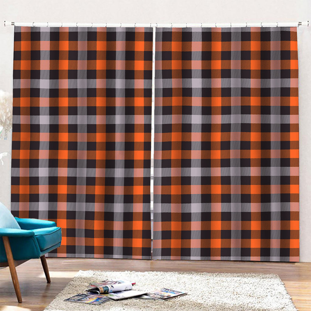 Halloween Buffalo Plaid Print Pencil Pleat Curtains