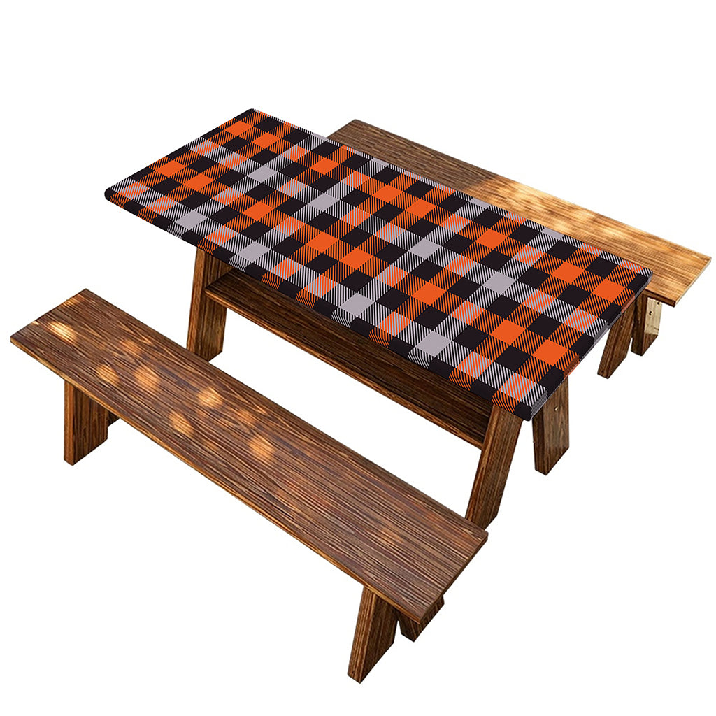 Halloween Buffalo Plaid Print Picnic Table Cover