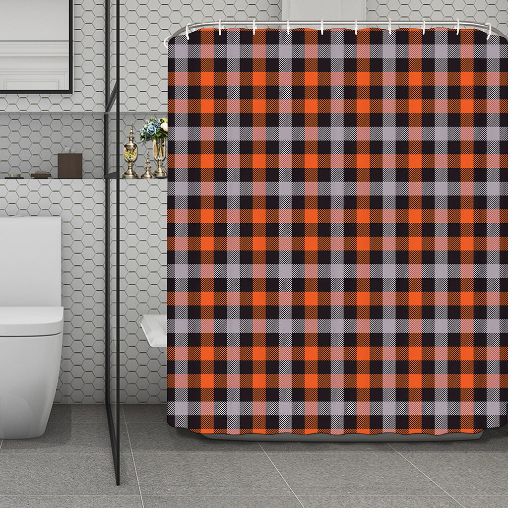 Halloween Buffalo Plaid Print Polyester Shower Curtain