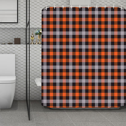 Halloween Buffalo Plaid Print Polyester Shower Curtain