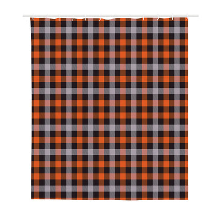 Halloween Buffalo Plaid Print Polyester Shower Curtain