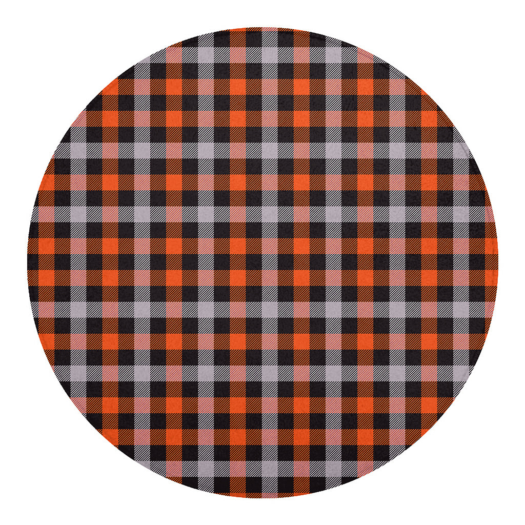 Halloween Buffalo Plaid Print Round Blanket
