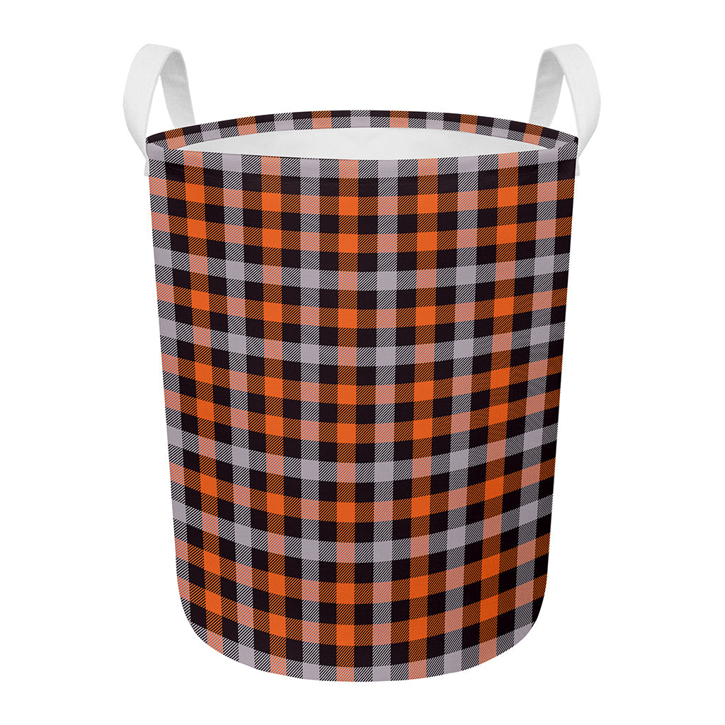 Halloween Buffalo Plaid Print Round Laundry Basket