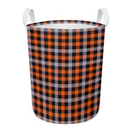 Halloween Buffalo Plaid Print Round Laundry Basket