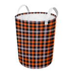 Halloween Buffalo Plaid Print Round Laundry Basket