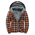 Halloween Buffalo Plaid Print Sherpa Lined Zip Up Hoodie