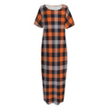 Halloween Buffalo Plaid Print Short Sleeve Long Nightdress