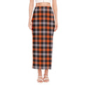 Halloween Buffalo Plaid Print Side Slit Maxi Skirt