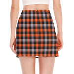 Halloween Buffalo Plaid Print Side Slit Mini Skirt