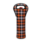 Halloween Buffalo Plaid Print Single Neoprene Wine Tote