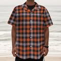 Halloween Buffalo Plaid Print Textured Short Sleeve Shirt