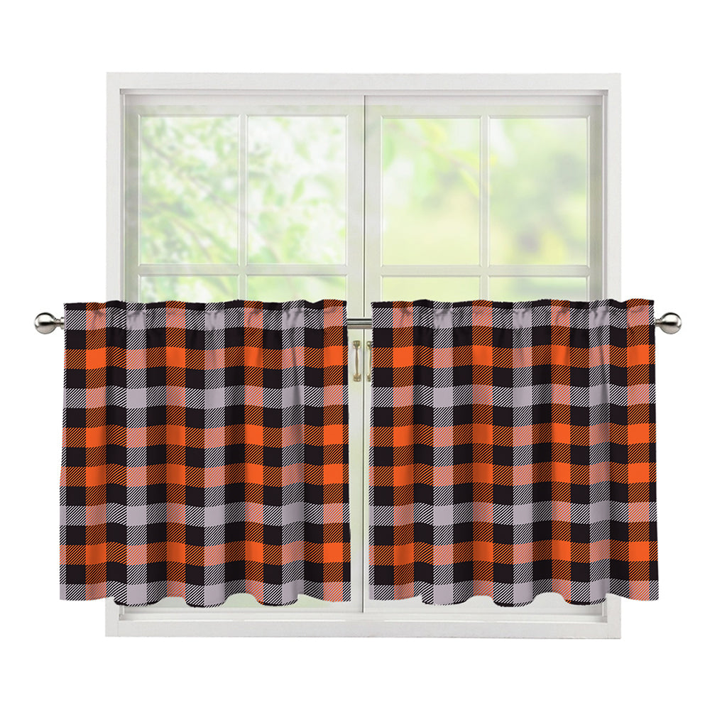 Halloween Buffalo Plaid Print Tier Curtains