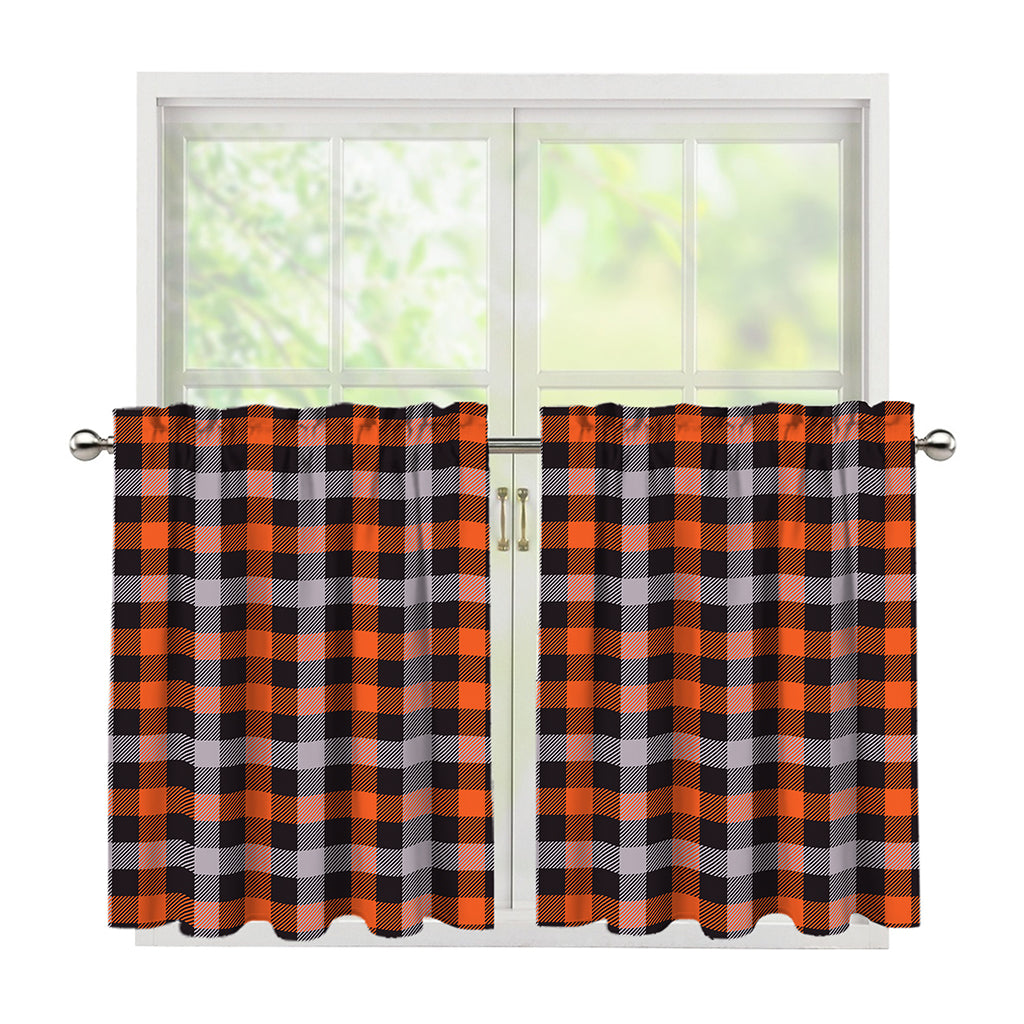 Halloween Buffalo Plaid Print Tier Curtains