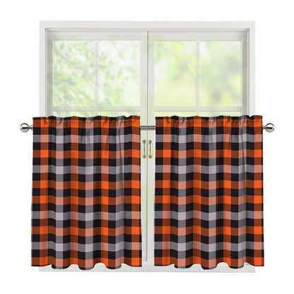 Halloween Buffalo Plaid Print Tier Curtains
