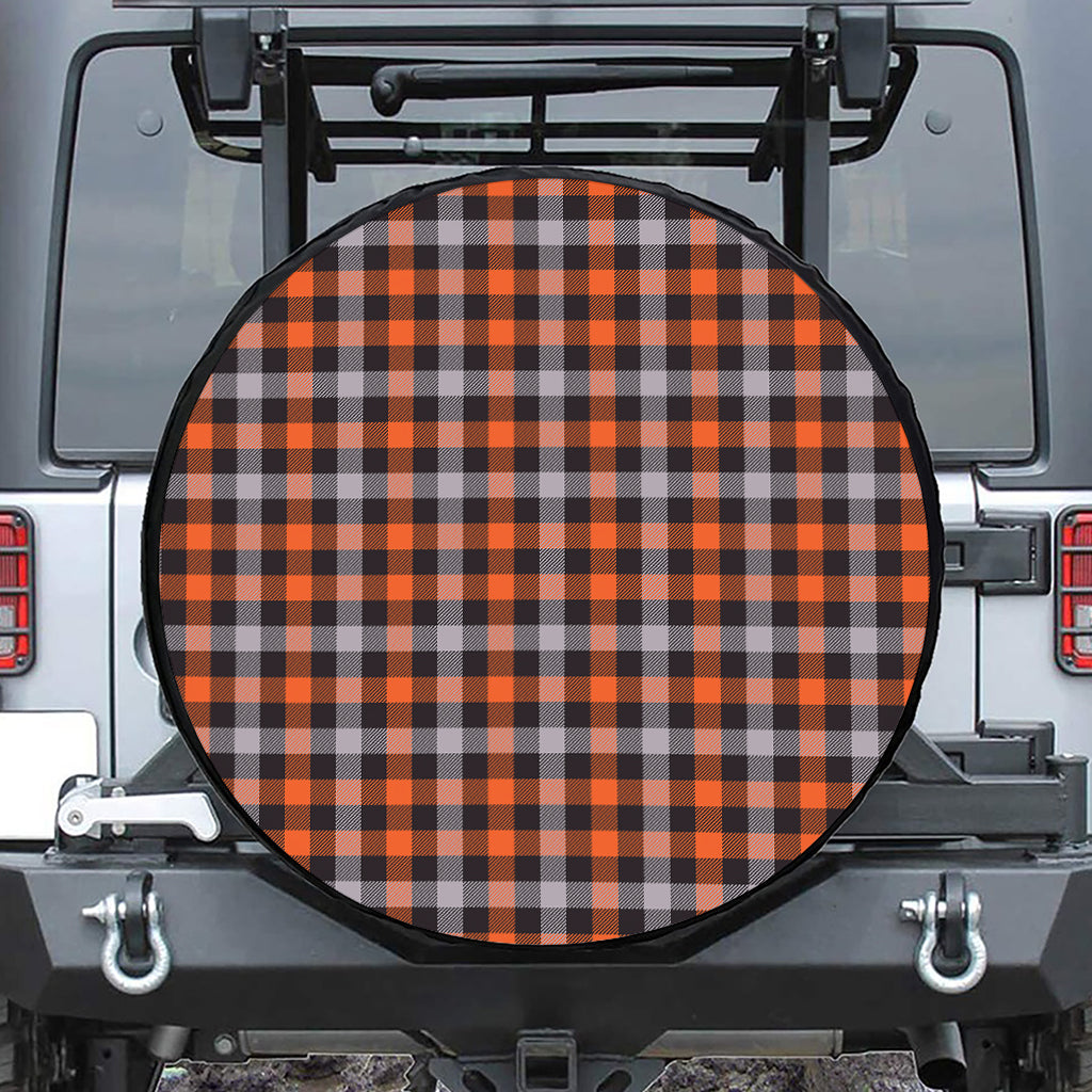 Halloween Buffalo Plaid Print Tire Cover