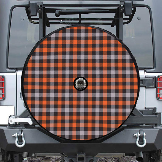 Halloween Buffalo Plaid Print Tire Cover With Camera Hole