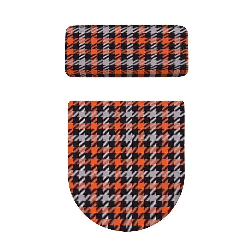 Halloween Buffalo Plaid Print Toilet Lid And Tank Cover Set