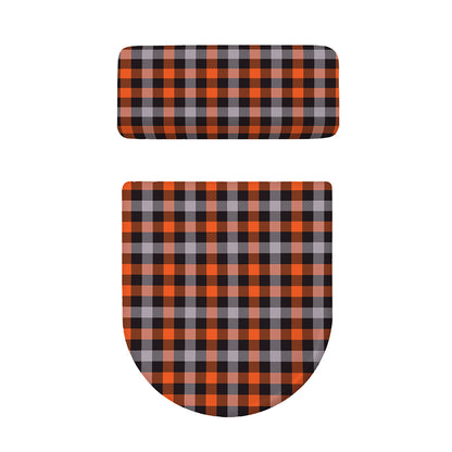 Halloween Buffalo Plaid Print Toilet Lid And Tank Cover Set