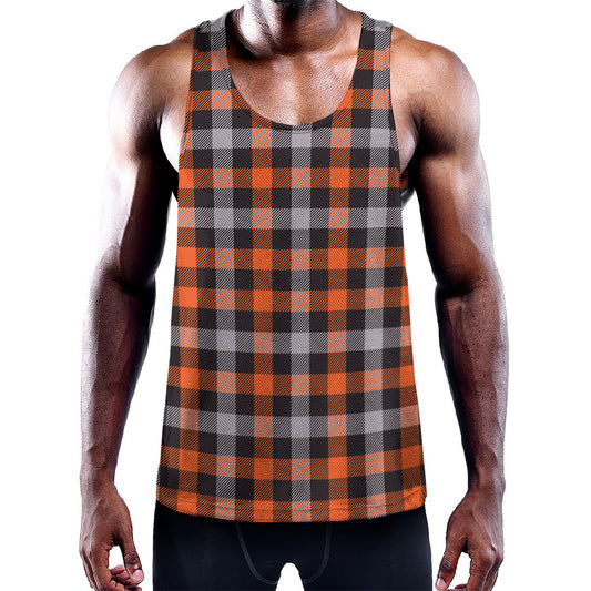 Halloween Buffalo Plaid Print Training Tank Top