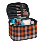 Halloween Buffalo Plaid Print Travel Makeup Bag