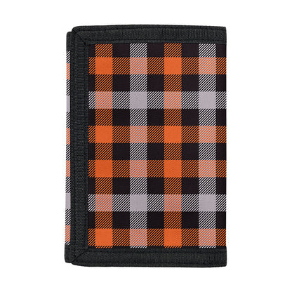 Halloween Buffalo Plaid Print Trifold Wallet