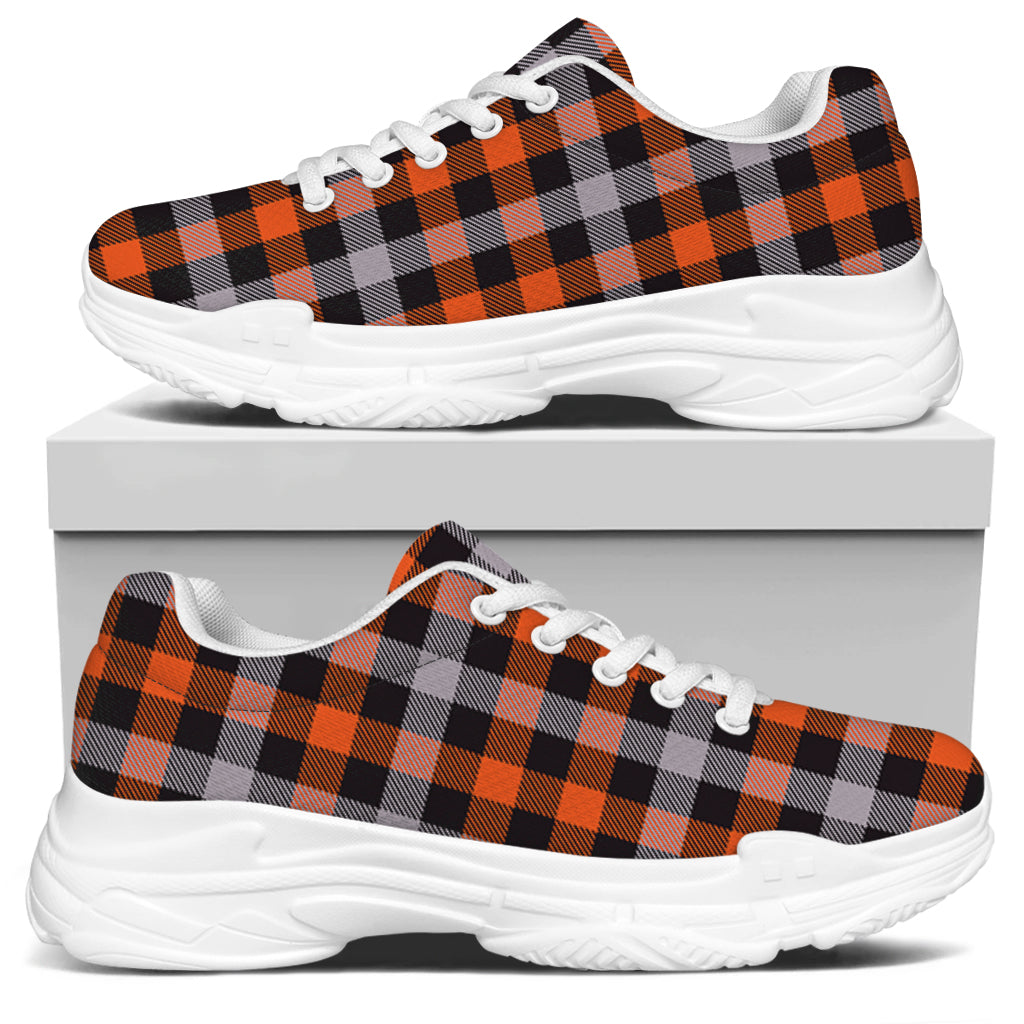 Halloween Buffalo Plaid Print White Chunky Shoes