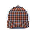 Halloween Buffalo Plaid Print White Mesh Trucker Cap