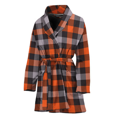 Halloween Buffalo Plaid Print Women's Bathrobe